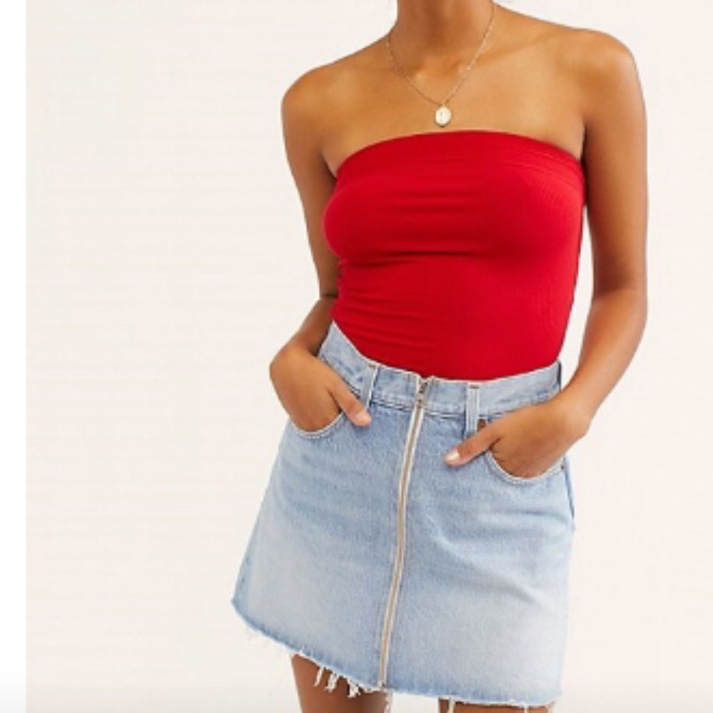 Free People Red Strapless Top - Small - Picture 4 of 8